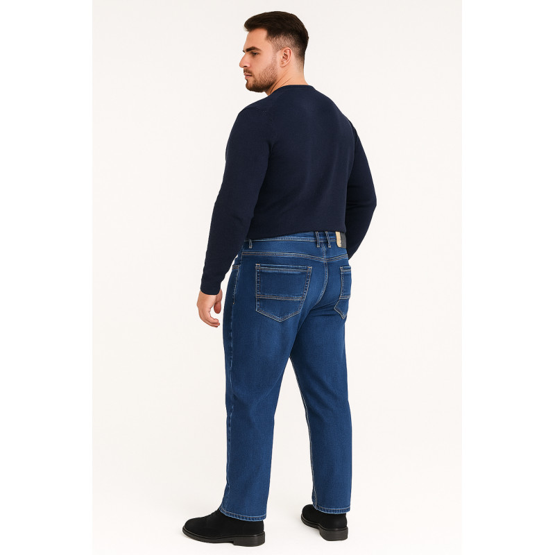 Джинсы мужские BaronJNS теплые на флисе, большие размеры 5XL-9XL , зимние прямые,52  Синий