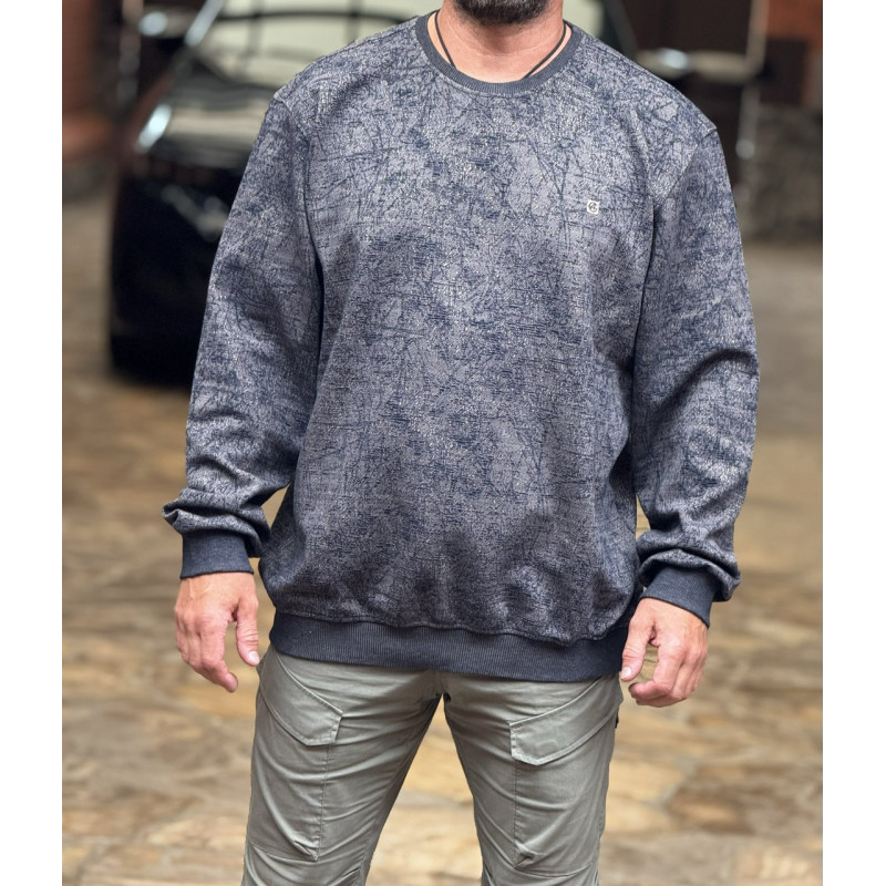 Свитшот мужской Gaballi большой размер 6XL–9XL жаккард плотный мягкий Турция,7XL, Серый