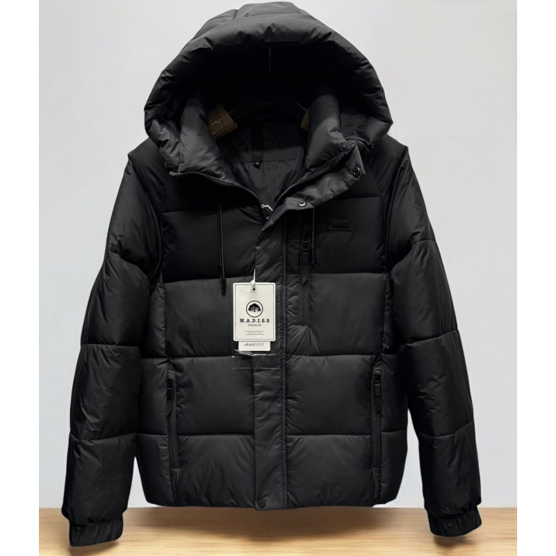 Куртка зимняя мужская M.A.D.I.S.S. короткая, двухцветная, с манжетами, тёплый холофайбер,Графит,L