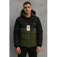 Куртка зимняя мужская M.A.D.I.S.S. короткая, двухцветная, с манжетами, тёплый холофайбер,Хаки,L