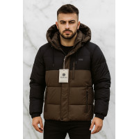 Куртка зимняя мужская M.A.D.I.S.S. короткая, двухцветная, с манжетами, тёплый холофайбер,Коричневый,M