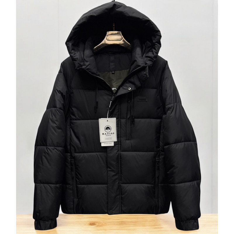 Куртка зимняя мужская M.A.D.I.S.S. короткая, двухцветная, с манжетами, тёплый холофайбер,Черный,L
