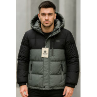 Куртка зимняя мужская M.A.D.I.S.S. короткая, двухцветная, с манжетами, тёплый холофайбер,Серый,M