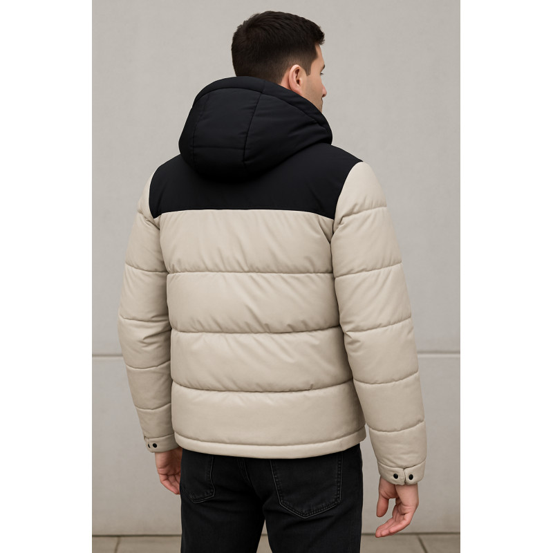 Куртка зимняя мужская Panda молодёжная | Размеры S–XXL | Лёгкая тёплая холлофайбер | Свободный крой,Бежевый,XXL