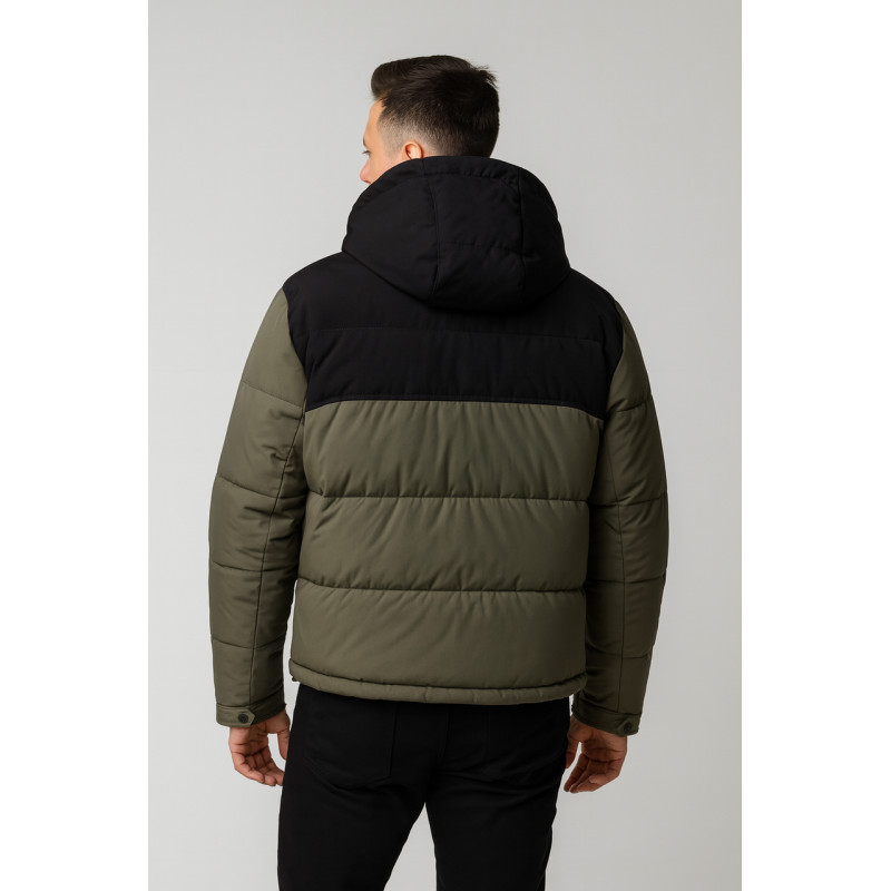 Куртка зимняя мужская Panda молодёжная | Размеры S–XXL | Лёгкая тёплая холлофайбер | Свободный крой,Оливковый,M