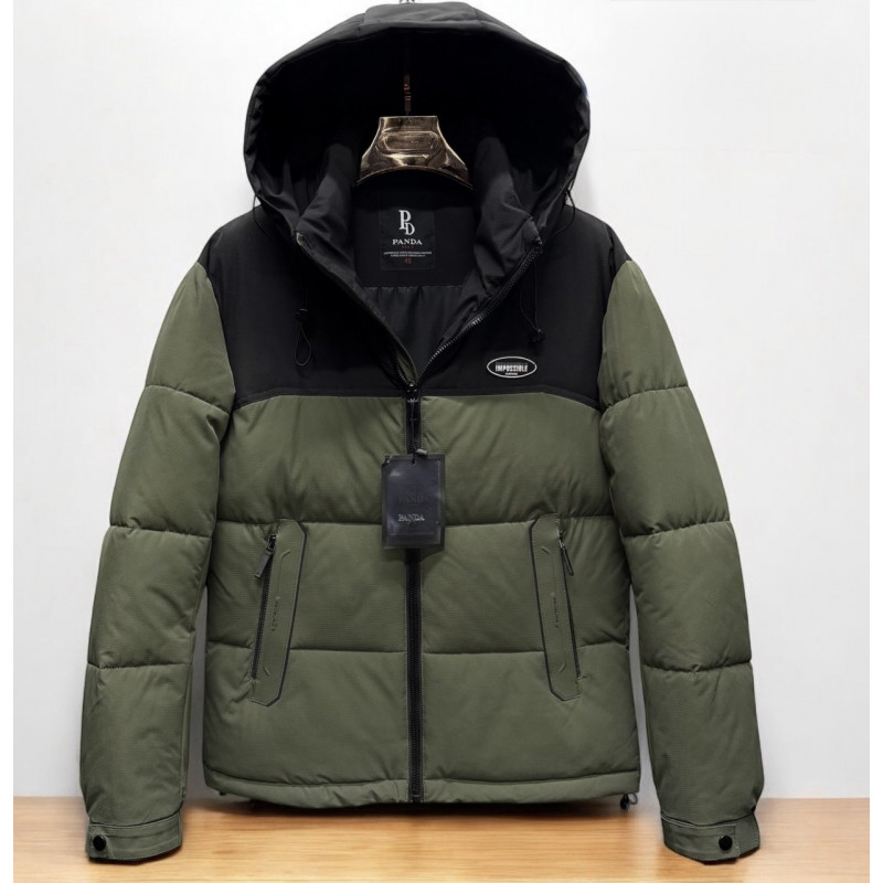 Куртка зимняя мужская Panda молодёжная | Размеры S–XXL | Лёгкая тёплая холлофайбер | Свободный крой,Хаки,L