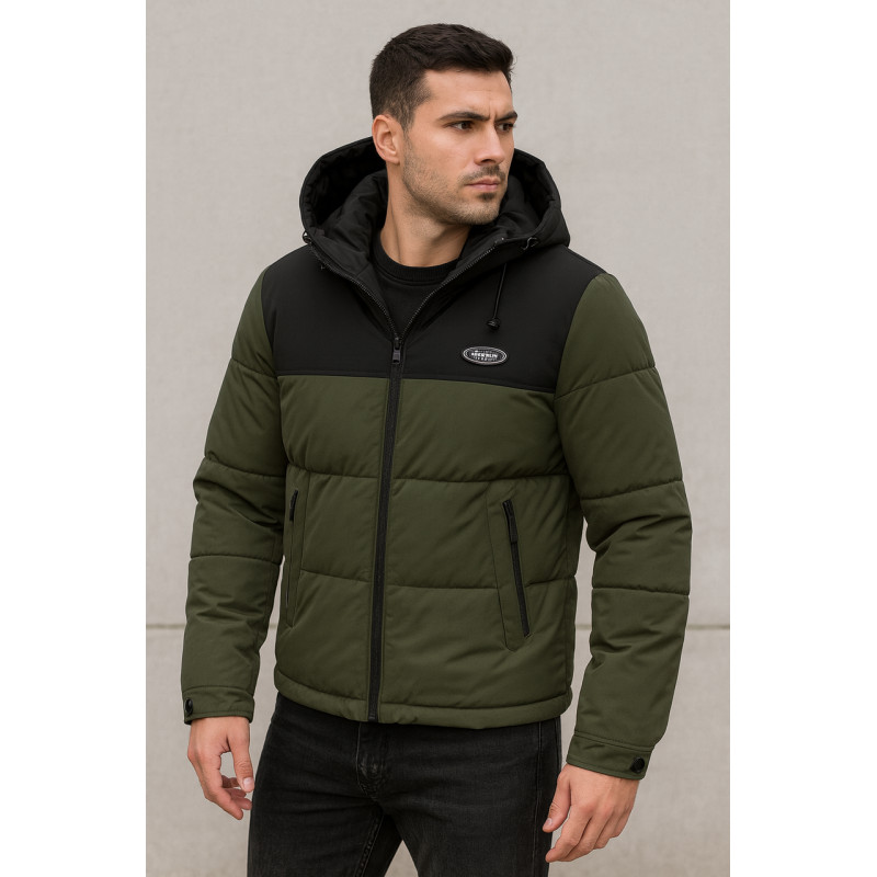 Куртка зимняя мужская Panda молодёжная | Размеры S–XXL | Лёгкая тёплая холлофайбер | Свободный крой,Хаки,XXL