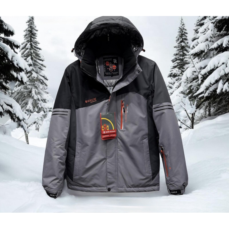 Термокуртка мужская зимняя Snow, мембранная, водонепроницаемая, спортивная, холлофайбер, до –20°C,Серый ,L
