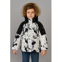 Куртка зимняя Wkas для мальчика 6–11 лет, натуральный мех, холофайбер, флис,Белый, 146