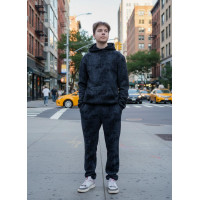 Костюм спортивный Alder мужской тёплый варенка тайдай на флисе, штаны с манжетами,L, Черный