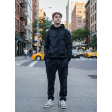 Костюм спортивный Alder мужской тёплый варенка тайдай на флисе, штаны с манжетами,L, Черный