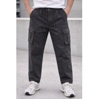 Брюки карго Lionesa (Iteno) мужские большие размеры, свободные прямые, резинка на поясе, Турция,38  Темно-серый