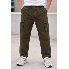 Брюки карго Lionesa (Iteno) мужские большие размеры, свободные прямые, резинка на поясе, Турция,38  Хаки