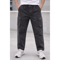 Брюки карго Lionesa (Iteno) мужские большие размеры, свободные прямые, резинка на поясе, Турция,36  Темно-серый
