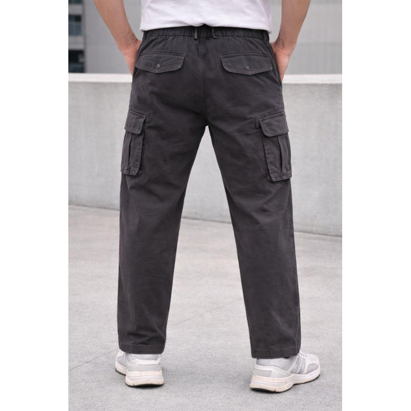 Брюки карго Lionesa (Iteno) мужские большие размеры, свободные прямые, резинка на поясе, Турция,36  Темно-серый