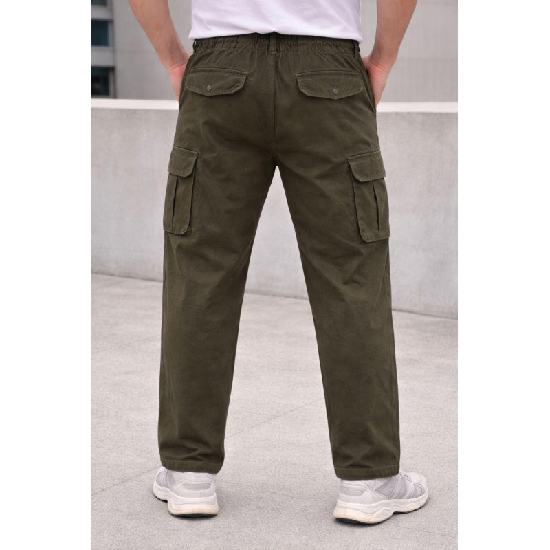Брюки карго Lionesa (Iteno) мужские большие размеры, свободные прямые, резинка на поясе, Турция,38  Хаки