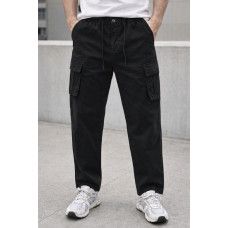 Брюки карго Lionesa (Iteno) мужские большие размеры, свободные прямые, резинка на поясе, Турция,38  Черный