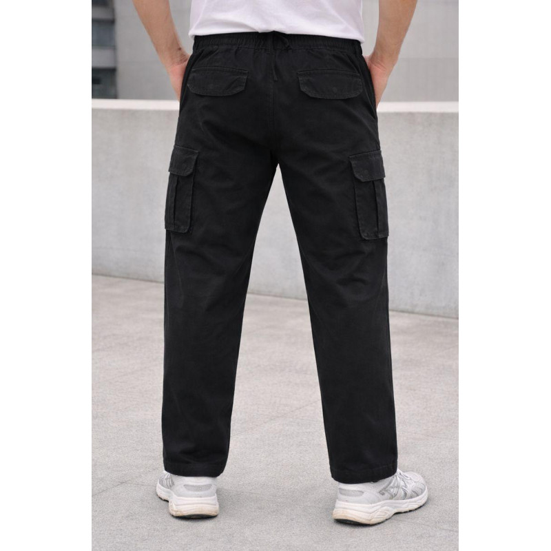 Брюки карго Lionesa (Iteno) мужские большие размеры, свободные прямые, резинка на поясе, Турция,38  Черный