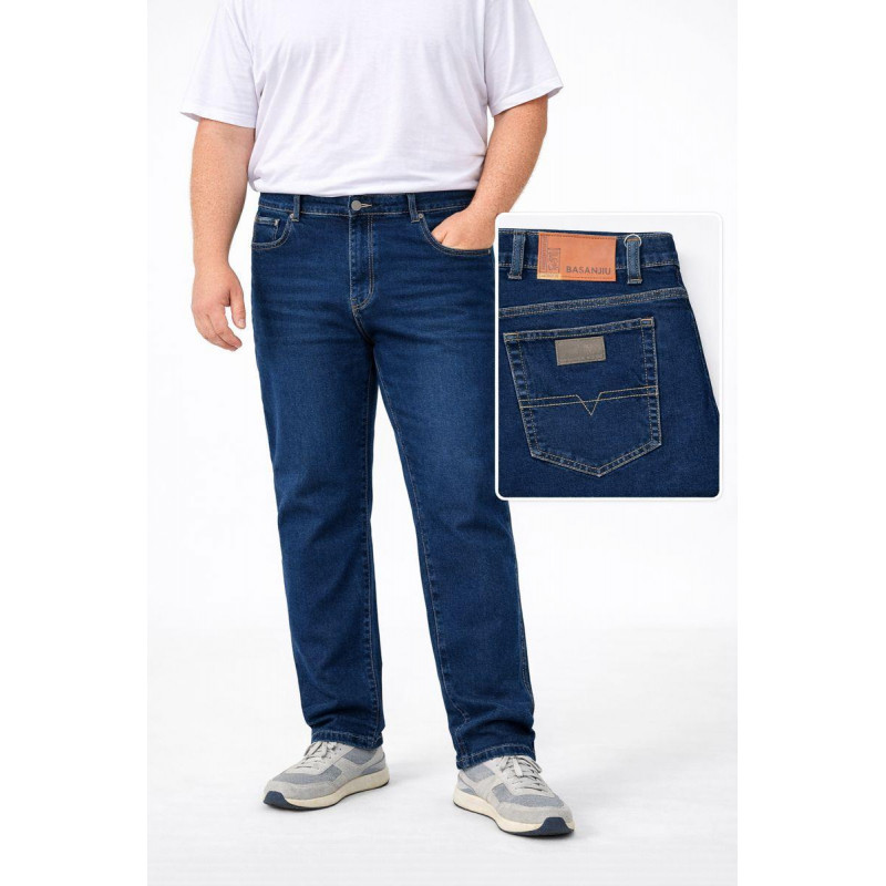 Джинсы мужские BASANJIU большого размера прямые классические синие ,38  Темно-синий