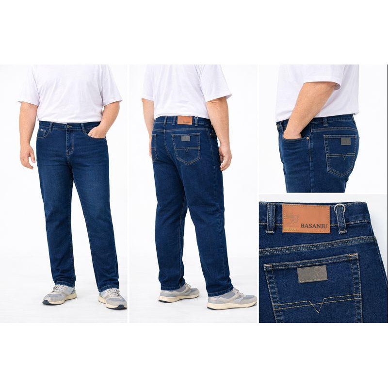 Джинсы мужские BASANJIU большого размера прямые классические синие ,48  Темно-синий