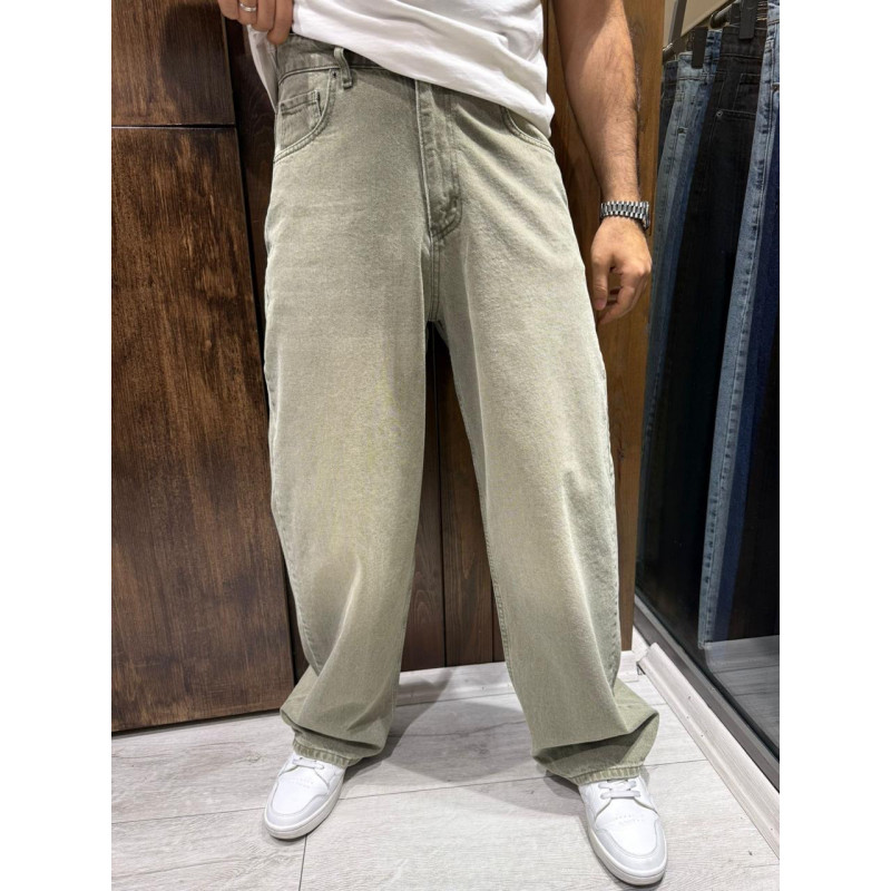 Джинсы мужские John Lucca багги широкие 100% хлопок Турция уличный стиль, 33  Оливковый