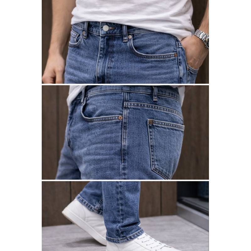 Джинсы мужские Franco Lucci зауженные Турция всесезонные, 33  Голубой винтажный