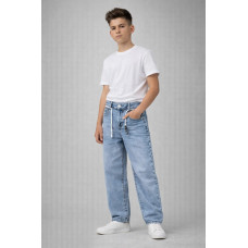 Джинсы для мальчика Happy House мом широкие скейтеры 8–15 лет ,Голубой ,158-164