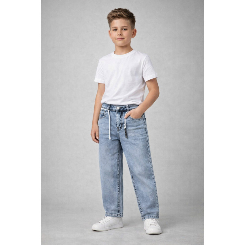 Джинсы для мальчика Happy House мом широкие скейтеры 8–15 лет ,Голубой ,158-164