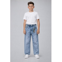 Джинсы для мальчика Happy Howse мом свободные с резинкой на поясе 7–16 лет ,Голубой 146-152