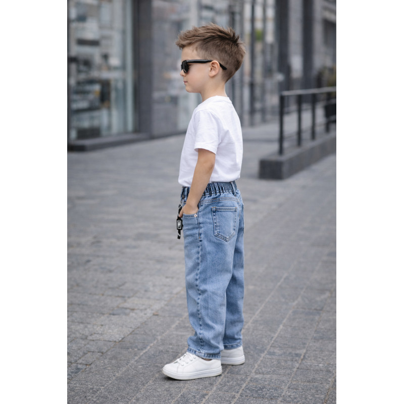 Джинсы для мальчика Happy Howse мом на резинке 3–12 лет Польша,110-116, Голубой