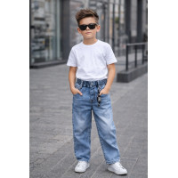 Джинсы для мальчика Happy Howse мом на резинке 3–12 лет Польша,134-140, Голубой