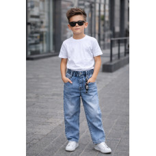 Джинсы для мальчика Happy Howse мом на резинке 3–12 лет Польша,146-152, Голубой