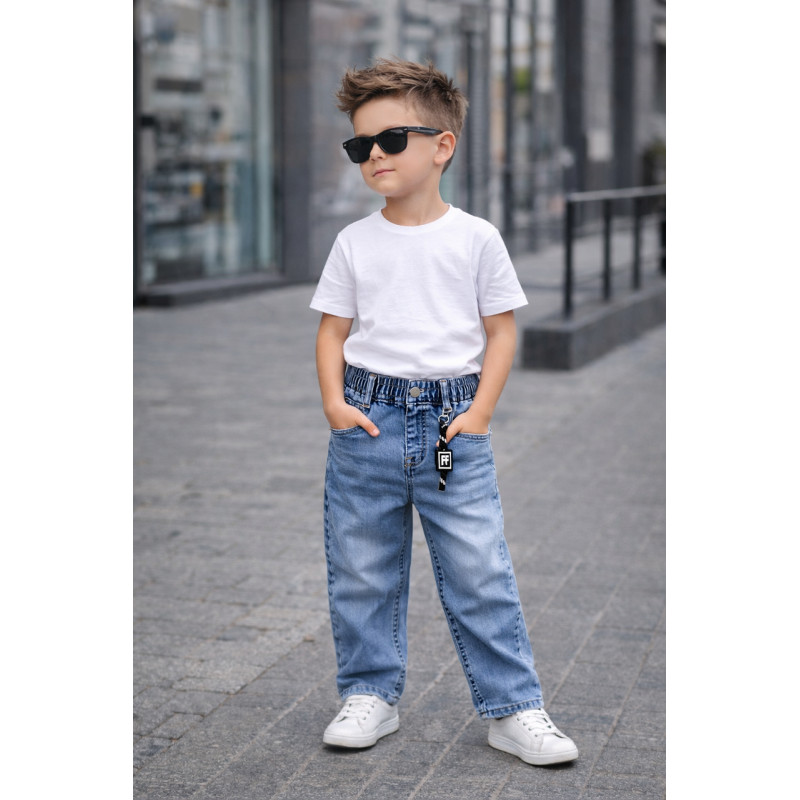 Джинсы для мальчика Happy Howse мом на резинке 3–12 лет Польша,146-152, Голубой