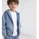 Джинсовая куртка Happy House для мальчика 7-16 лет на молнии с капюшоном свободная подростковая,122-128, Голубой