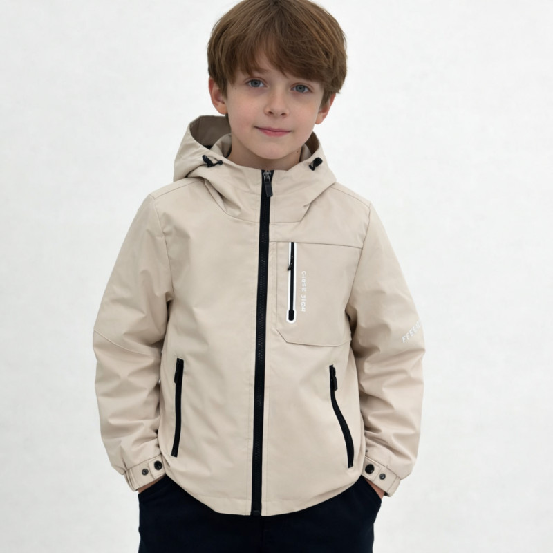 Куртка демисезонная для мальчика Happy House 4-10 лет с капюшоном весенняя осенняя,110, Черный