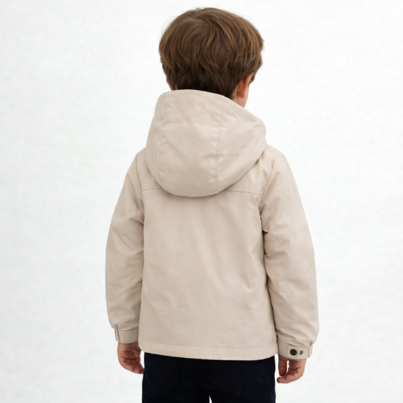 Куртка демисезонная для мальчика Happy House 4-10 лет с капюшоном весенняя осенняя,140, Бежевый