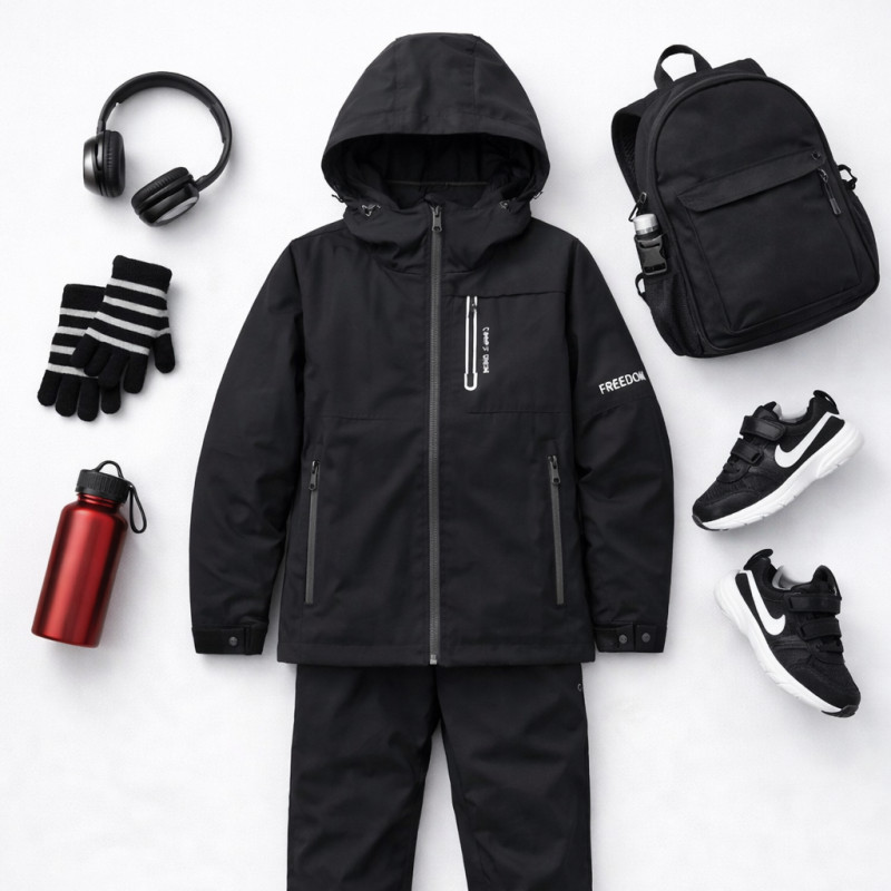 Куртка демисезонная для мальчика Happy House 4-10 лет с капюшоном весенняя осенняя,140, Черный