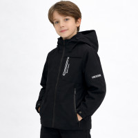 Куртка демисезонная для мальчика Happy House 4-10 лет с капюшоном весенняя осенняя,116-122, Черный