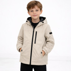 Куртка демисезонная двусторонняя для мальчика Happy House 2 в 1 с капюшоном водоотталкивающая 4-10 лет, 104, Бежевый