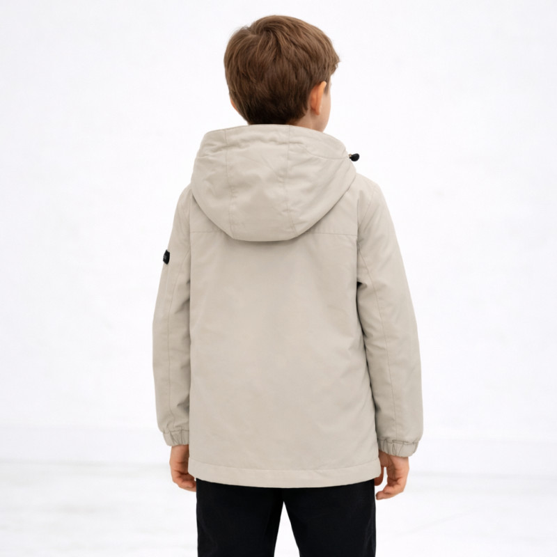 Куртка демисезонная двусторонняя для мальчика Happy House 2 в 1 с капюшоном водоотталкивающая 4-10 лет, 116-122, Бежевый