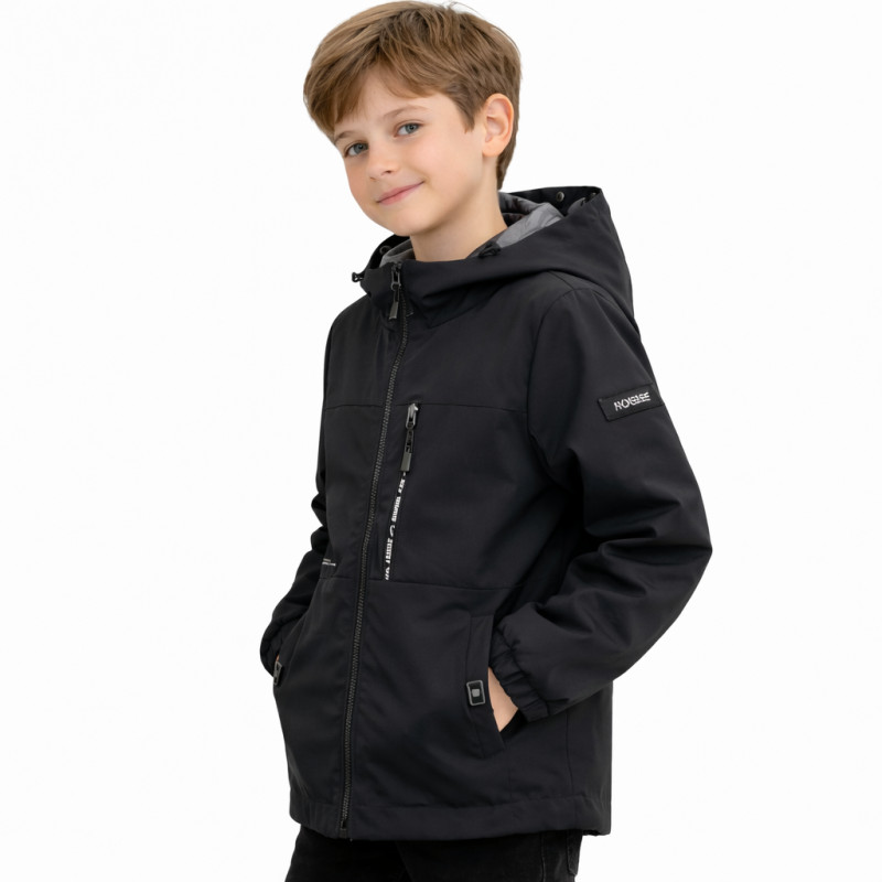 Куртка демисезонная двусторонняя для мальчика Happy House 2 в 1 с капюшоном водоотталкивающая 4-10 лет, 140, Черный