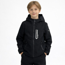 Куртка демисезонная для мальчика Happy House 5-14 лет  легкая куртка детская с капюшоном стеганая подкладка,Черный,  158