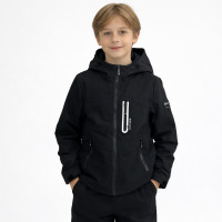 Куртка демисезонная для мальчика Happy House 5-14 лет  легкая куртка детская с капюшоном стеганая подкладка,Черный,  134-140