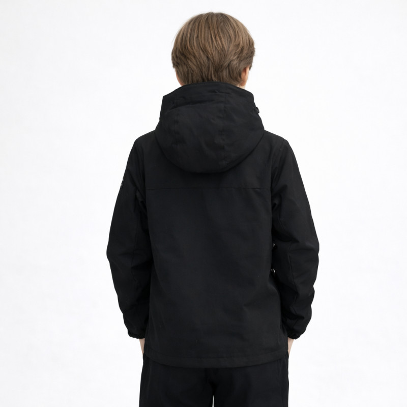 Куртка демисезонная для мальчика Happy House 5-14 лет  легкая куртка детская с капюшоном стеганая подкладка,Черный,  122-128