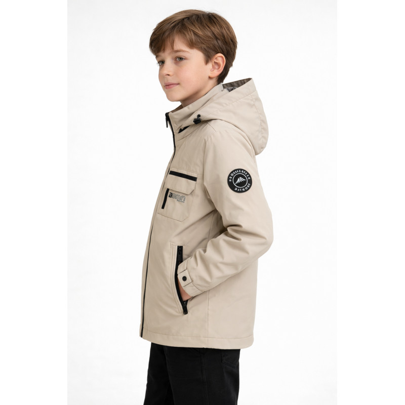 Куртка детская демисезонная Happy House для мальчика 5-14 лет  с капюшоном весна осень,Бежевый,  146-152