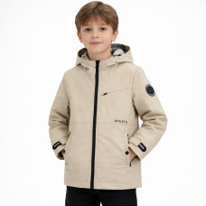 Куртка двухсторонняя Happy House для мальчика 5-14 лет легкая ветровка с капюшоном,Бежевый,  146-152