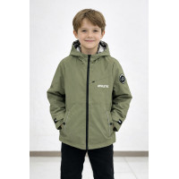Куртка двухсторонняя Happy House для мальчика 5-14 лет легкая ветровка с капюшоном,Оливковый,  110-116