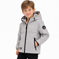 Куртка демисезонная двухсторонняя Happy House для мальчика 5-14 лет ветровка детская легкая водонепроницаемая с капюшоном,Серый,