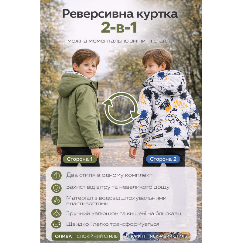Куртка демисезонная двухсторонняя Happy House для мальчика 5-14 лет ветровка детская легкая водонепроницаемая с капюшоном,Зеленый,