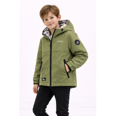 Куртка демисезонная двухсторонняя Happy House для мальчика 5-14 лет ветровка детская легкая водонепроницаемая с капюшоном,Зеленый,